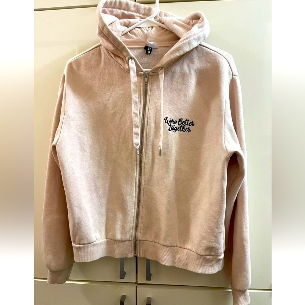 DIVIDED by H&M Full Zip Long Sleeve Pink Hooded Sweatshirt Hoodie Women's Size M
